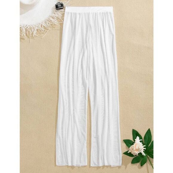 White Mesh Cover Up Pants - Picture 1 of 5